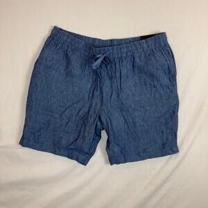 Bloomingdale’s Men’s Blue Linen Drawstring Shorts Size L Waist 36